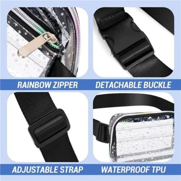 New Clear Fanny Pack Stadium Approved for Women & Men Transparent Star - Picture 2 of 7